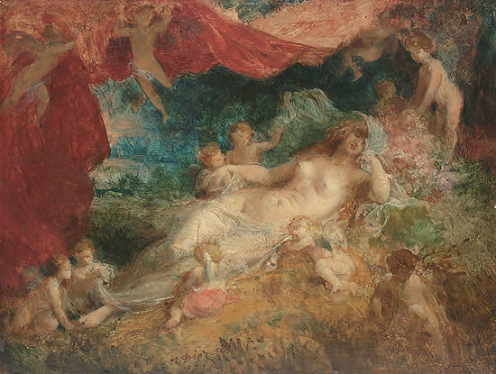 Narcisse Virgile Diaz de la Peña, 'Venus Surrounded by Cherubs' 